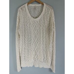 Aeropostale Juniors XL Cream Cable Knit Pullover Sweater Long Sleeve Acrylic